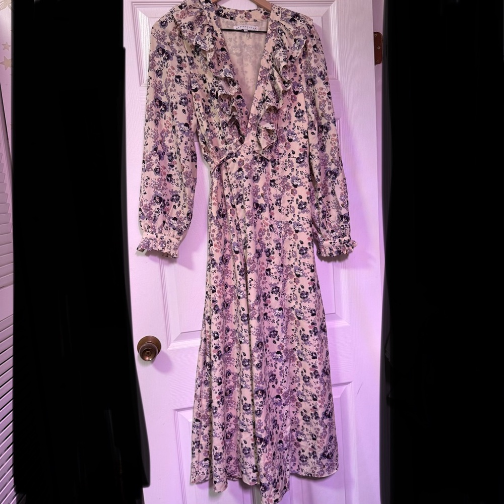 Endless Rose Purple Floral Maxi Wrap Dress — XSmall Tie Waist Romantic Boho